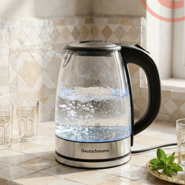 Bouilloire électrique Deutschmann 2L en verre : performance, sécurité et élégance