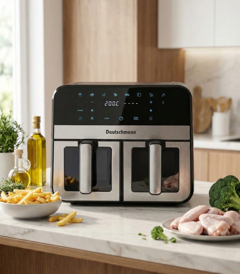 Friteuse à Air électrique 4Lx2 2400W Deutschmann DM-4492FA – Double Basket Air Fryer