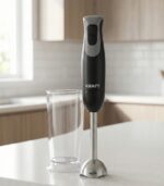 Kraft line Mixeur Plongeant 4 en 1 500W – Fouet + bol + hachoir, puissant et économique (noir)