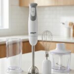 Kraft line Mixeur Plongeant 4 en 1 500W – Fouet + bol + hachoir, puissant et économique (blanc)