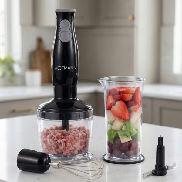 Mixeur plongeant 400W Hofmann inox avec bol 700ml – double vitesse, pratique et compact