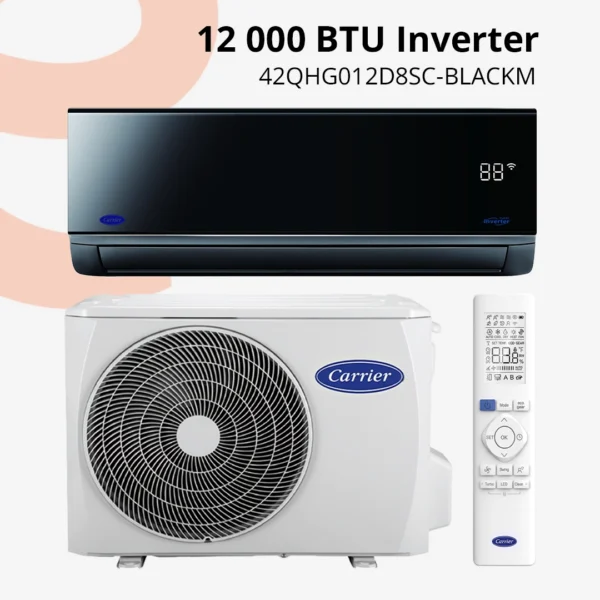 Carrier Black Mirror 12000 BTU Inverter R32 | Élégant & économique