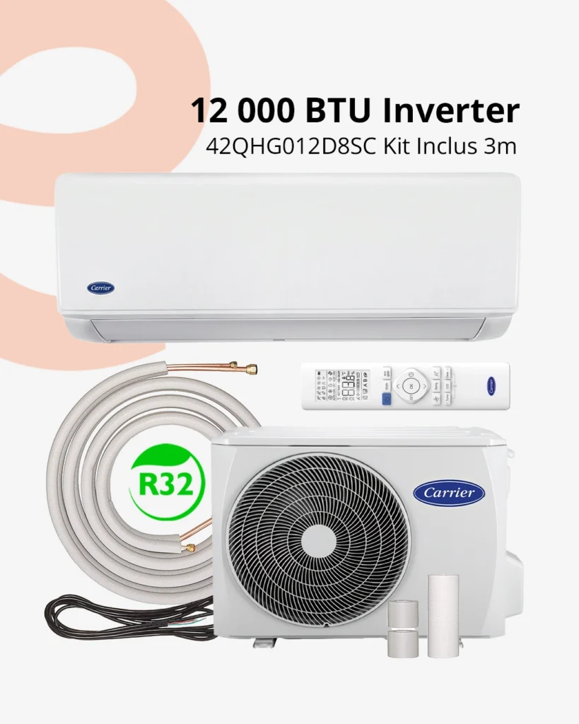 Carrier 12000 BTU Inverter Kit Inclus 3m | économique & Fiable