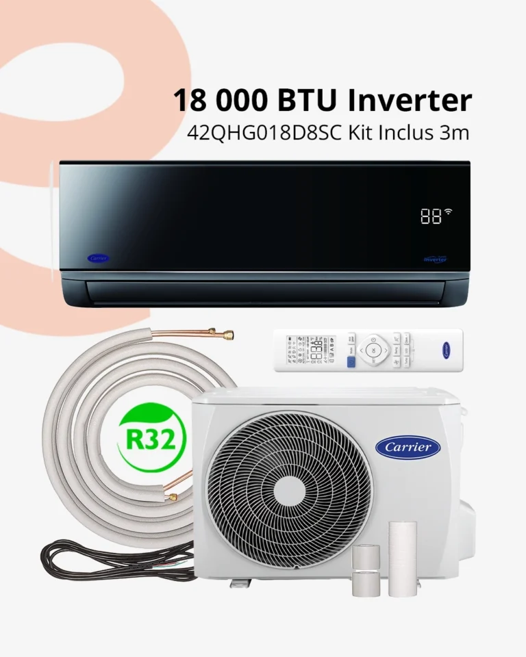 Carrier Black Mirror 18000 BTU Inverter R32 Kit Inclus 3m | Complet & Élégant