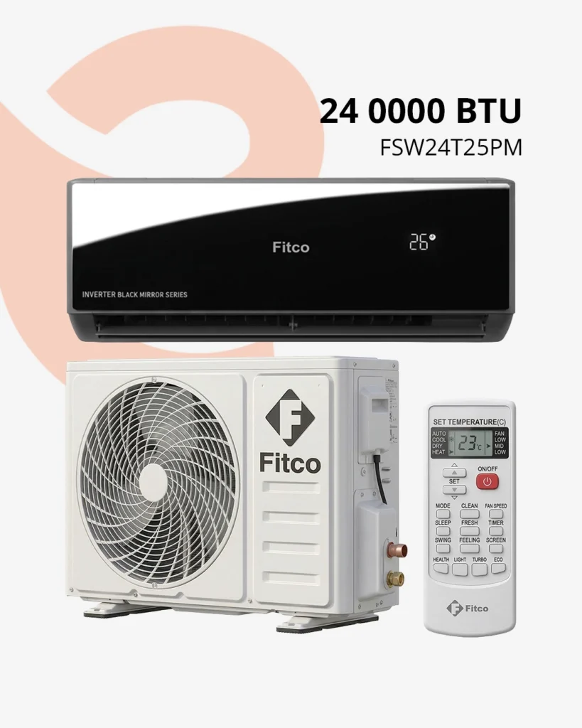 Fitco 24000 BTU Inverter Black Mirror | Puissant & Élégant