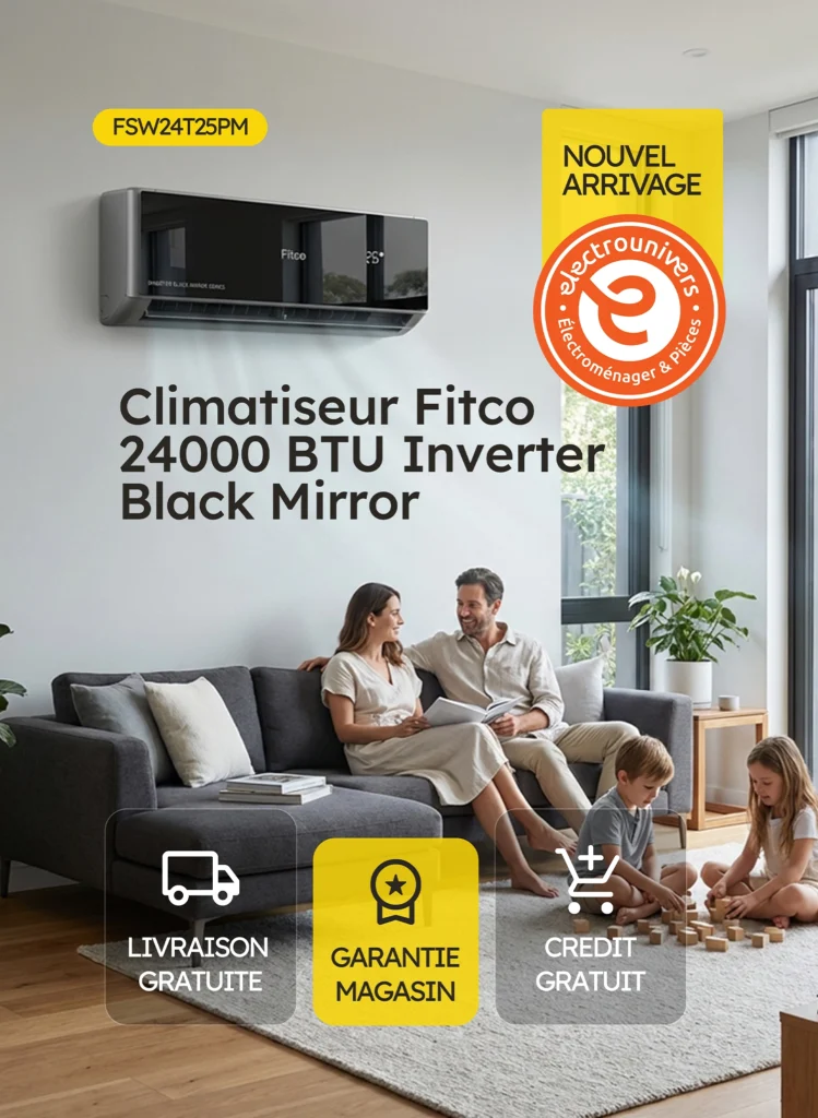Climatiseur Fitco 24000 BTU Inverter Black Mirror FSW24T25PM