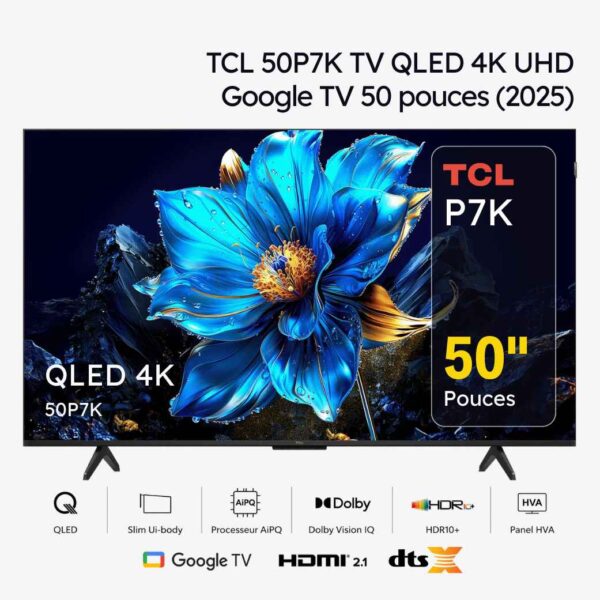 TCL 50P7K TV QLED 4K UHD Google TV 50 pouces (2025)