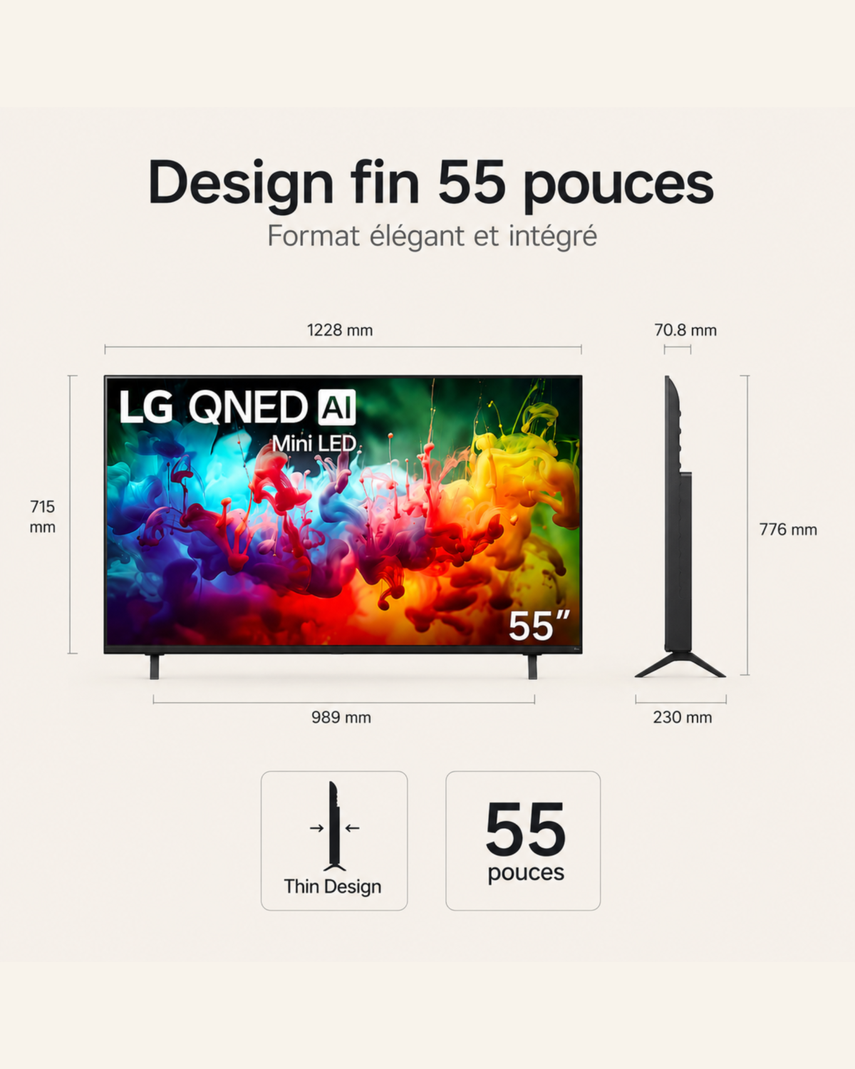 Smart TV LG QNED AI Mini LED QNED70 4K 2026 55 pouces – Image 8