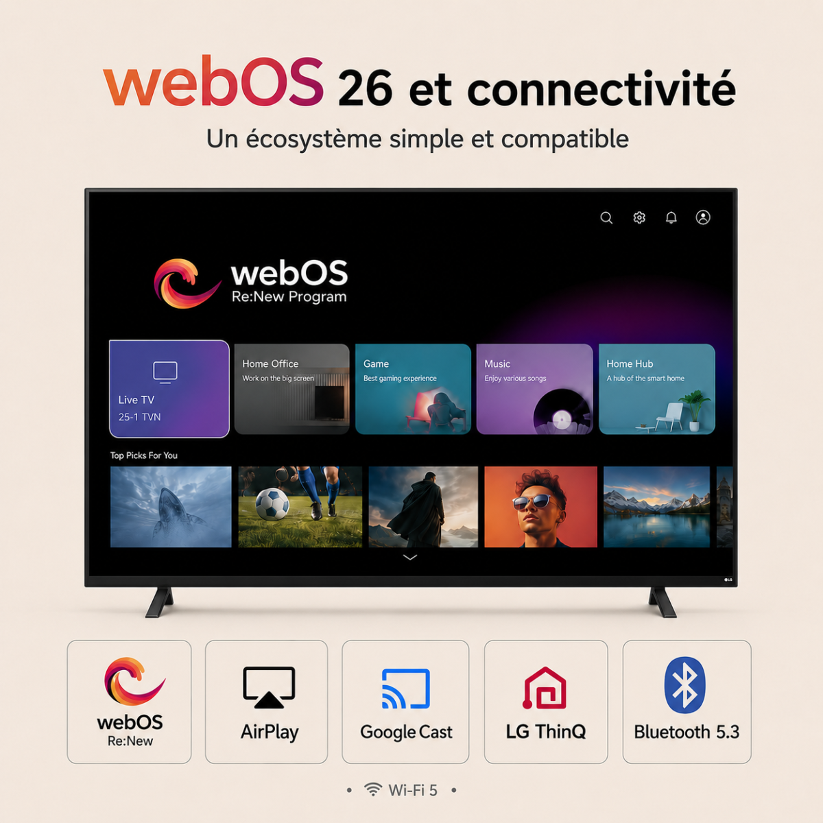 Smart TV LG QNED AI Mini LED QNED70 4K 2026 75 pouces – Image 5