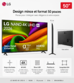 Smart TV LG NANO 4K UHD AI NU84 50 pouces 2026 – Image 3